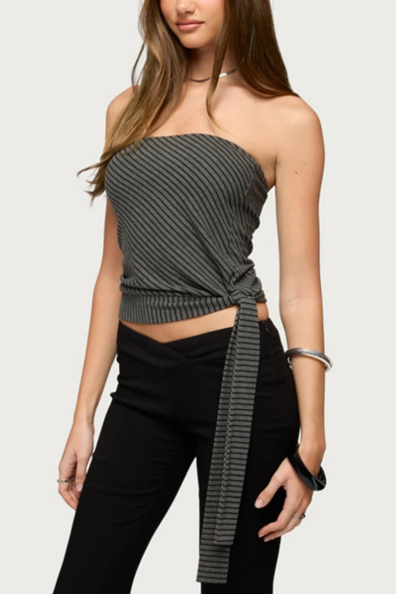Edikted Margotte Striped Strapless Top