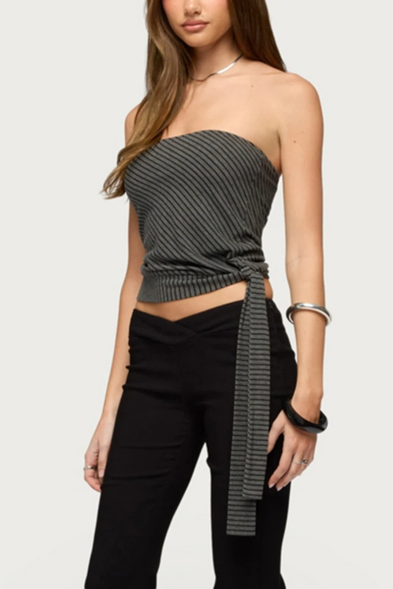 Edikted Margotte Striped Strapless Top