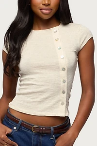 Edikted Swapna Asymmetric Button Up Top