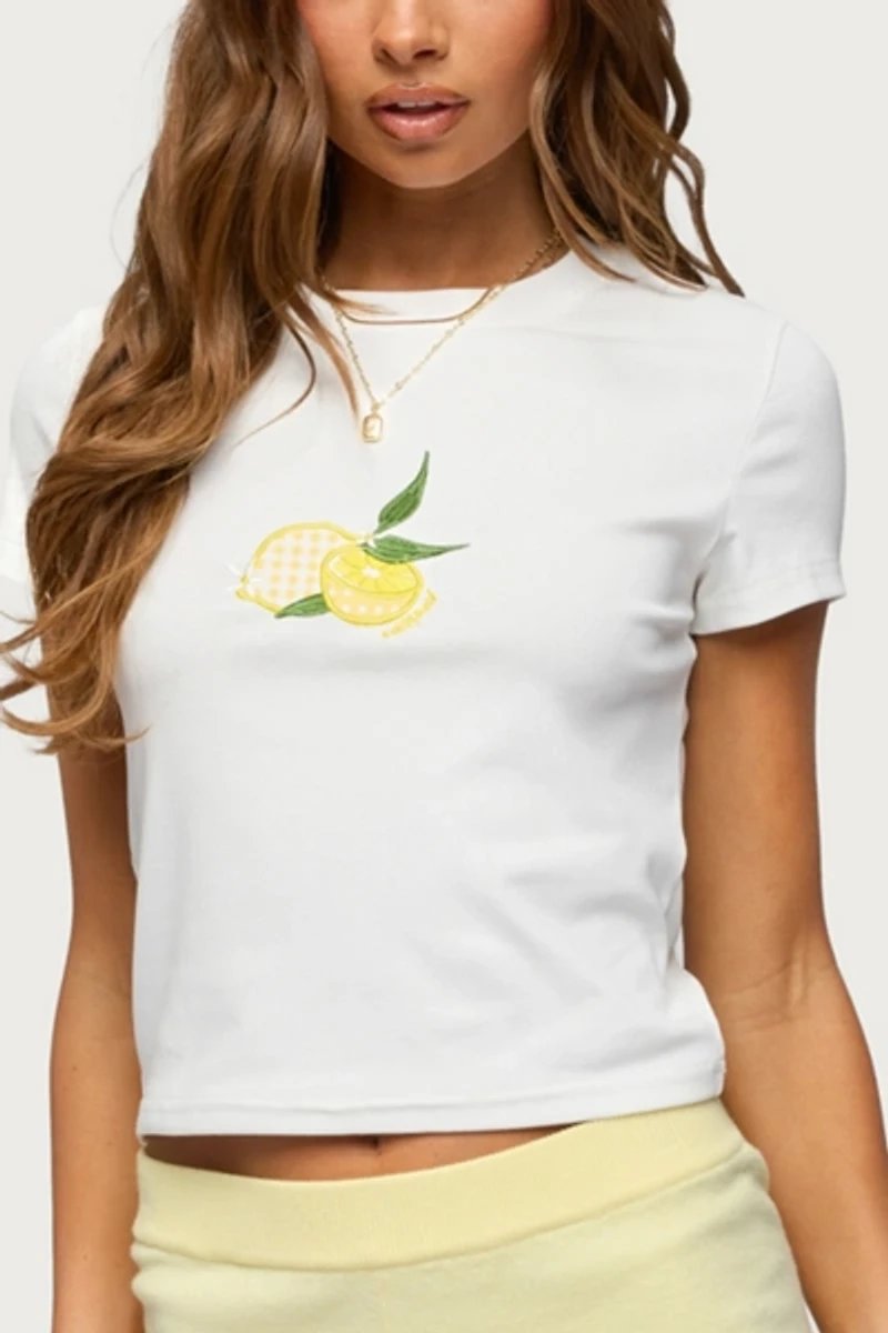 Edikted Lemon Patch T Shirt