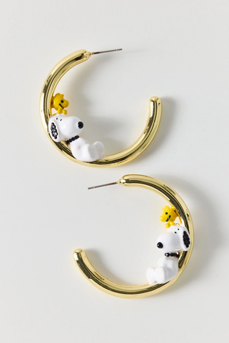 BaubleBar Peanuts Snoopy & Woodstock 3D Hoop Earrings