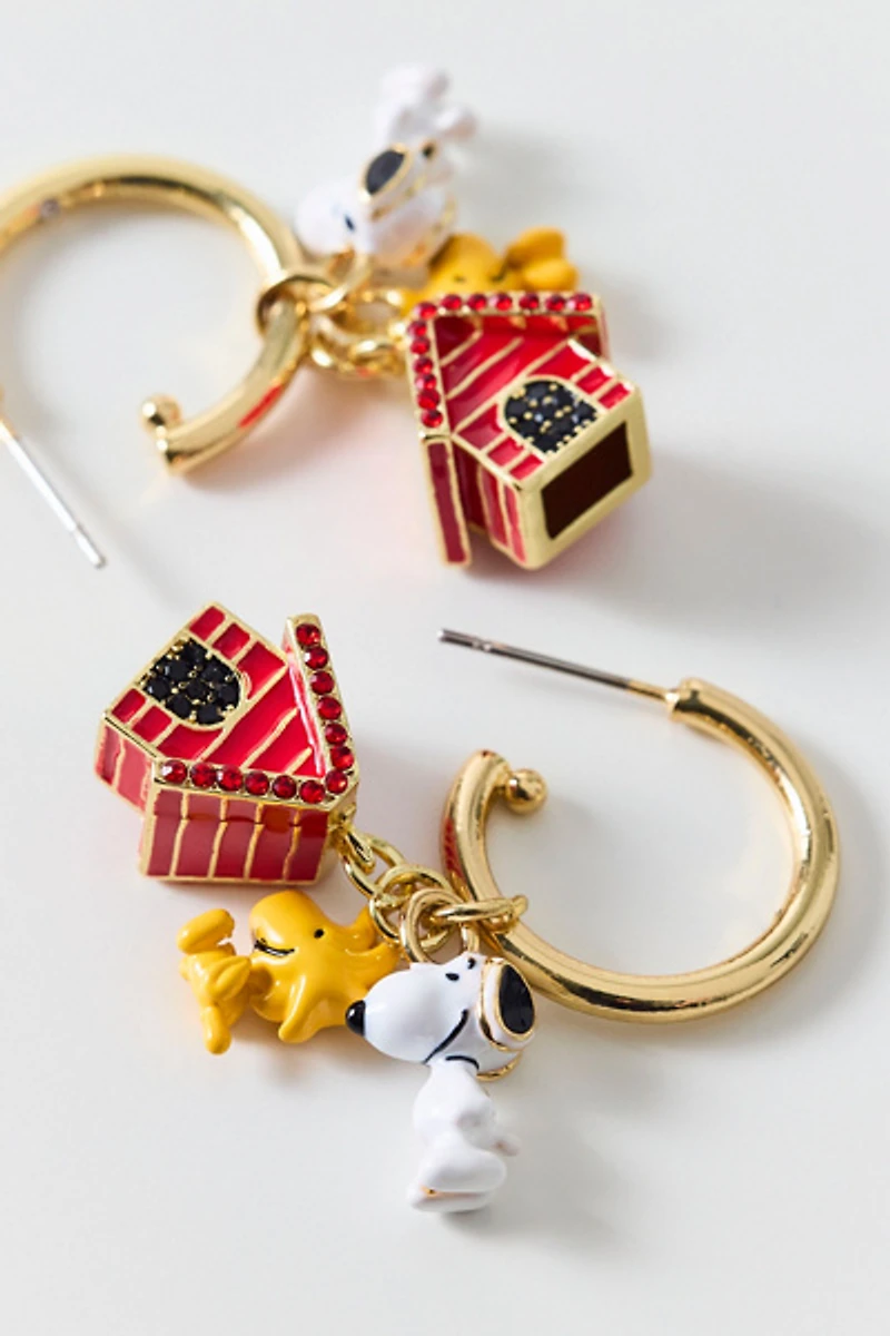 BaubleBar Peanuts Snoopy & Woodstock Charm Hoop Earrings