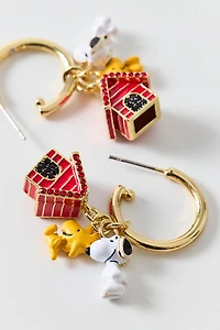 BaubleBar Peanuts Snoopy & Woodstock Charm Hoop Earrings