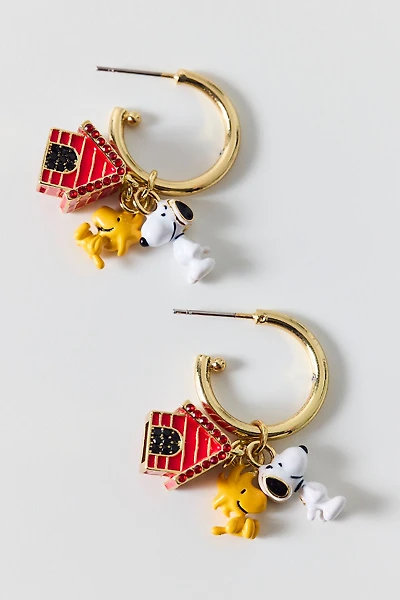 BaubleBar Peanuts Snoopy & Woodstock Charm Hoop Earrings