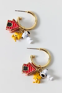 BaubleBar Peanuts Snoopy & Woodstock Charm Hoop Earrings
