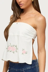 Edikted Shiri Floral Embroidered Backless Top