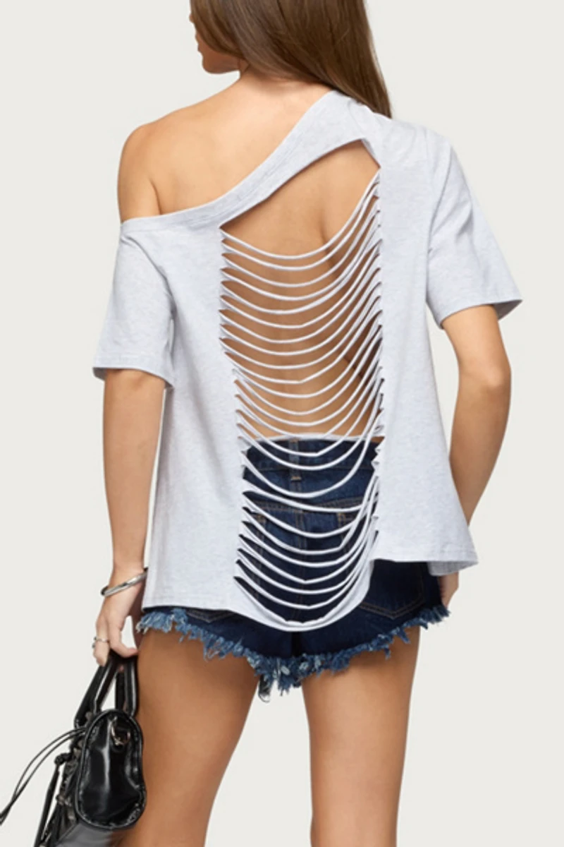 Edikted Miah Off Shoulder Shredded Back Top