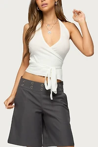 Edikted Renee Knit Wrap Halter Top