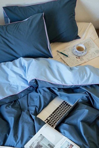 Bed Threads Organic Cotton Percale Piped Duvet Cover