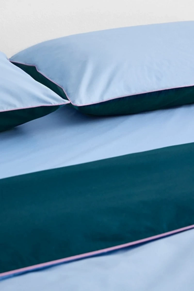 Bed Threads Organic Cotton Percale Piped Pillowcase Set