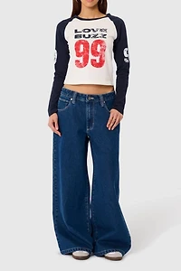 Abrand Love Buzz Raglan Long Sleeve Top