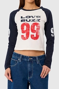Abrand Love Buzz Raglan Long Sleeve Top