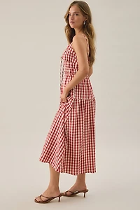 Lulus Spencer Gingham Smocked Midi Dress