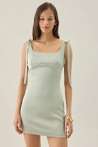 Lulus Carly Tie-Strap Satin Mini Dress