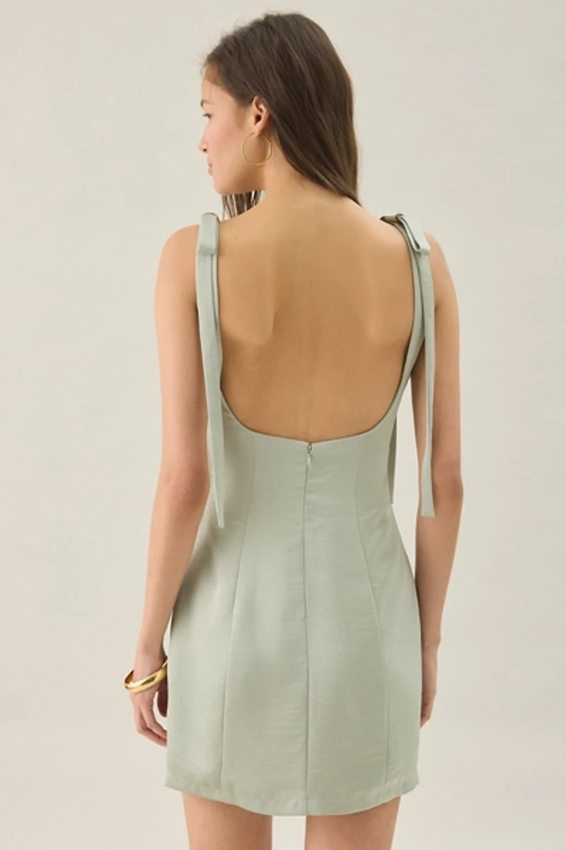 Lulus Carly Tie-Strap Satin Mini Dress