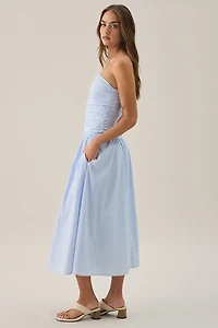 Lulus Molly Ruched Bodice Strapless Midi Dress