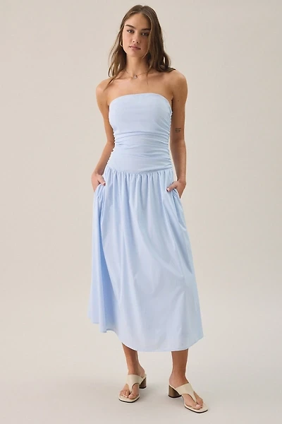 Lulus Molly Ruched Bodice Strapless Midi Dress