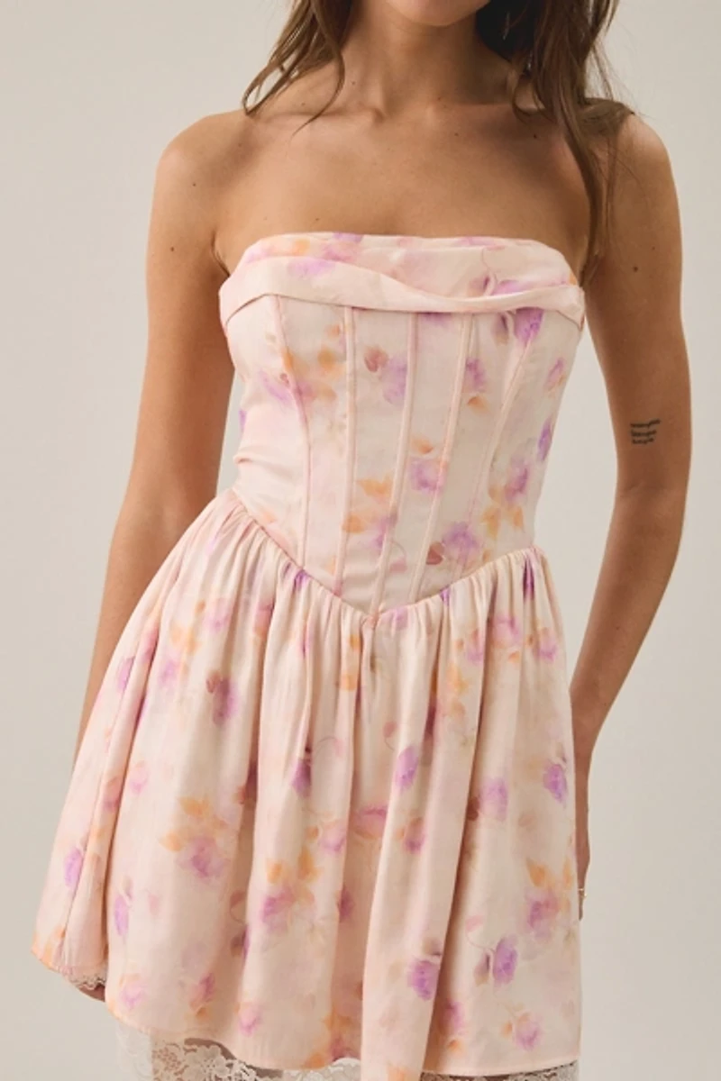 Lulus Terry Strapless Basque Waist Corset Mini Dress