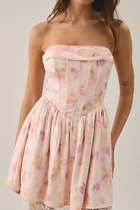 Lulus Terry Strapless Basque Waist Corset Mini Dress