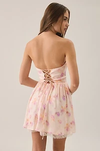 Lulus Terry Strapless Basque Waist Corset Mini Dress
