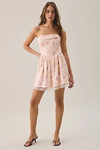 Lulus Terry Strapless Basque Waist Corset Mini Dress