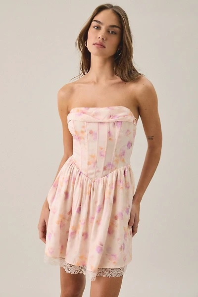 Lulus Terry Strapless Basque Waist Corset Mini Dress