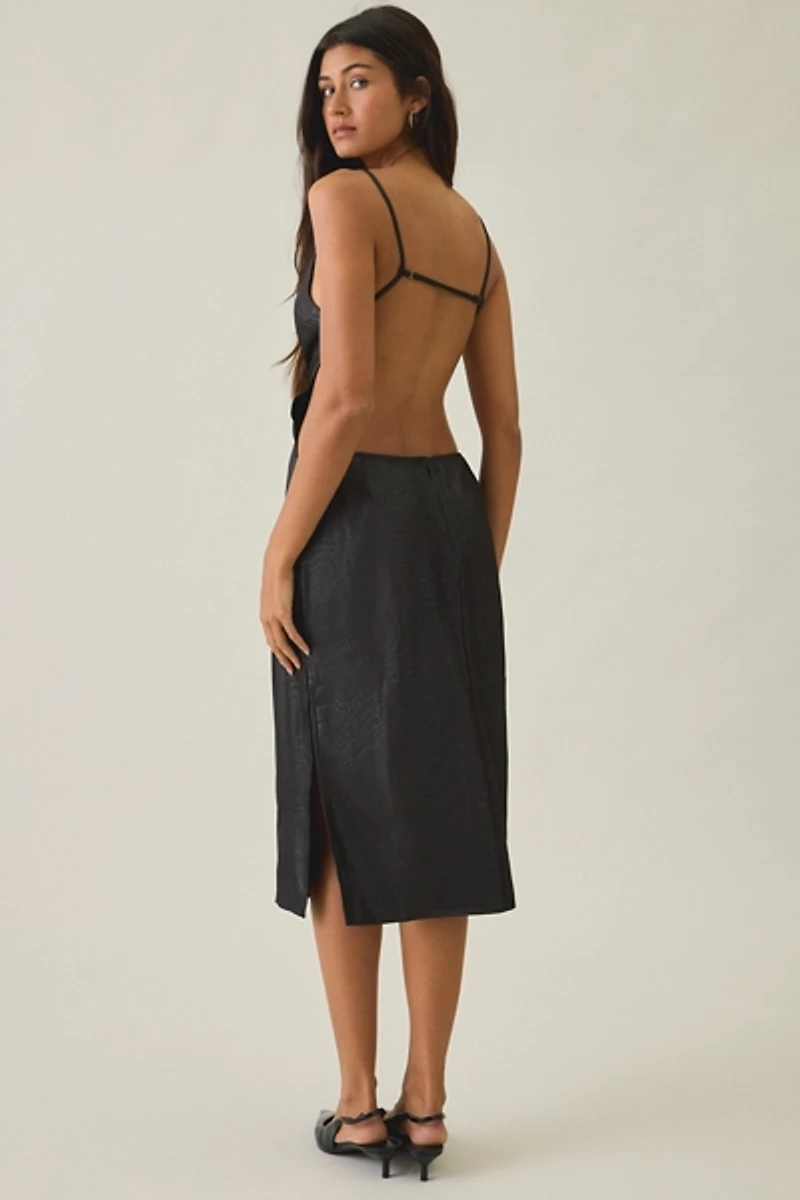 Lioness Alexa Coated Open-Back Midi Dress