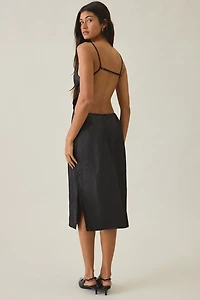 Lioness Alexa Coated Open-Back Midi Dress