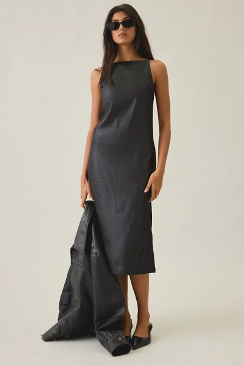 Lioness Alexa Coated Open-Back Midi Dress