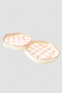 Casa Amarosa Ceramic Gingham Coaster Set