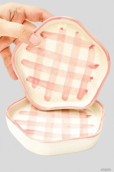 Casa Amarosa Ceramic Gingham Coaster Set