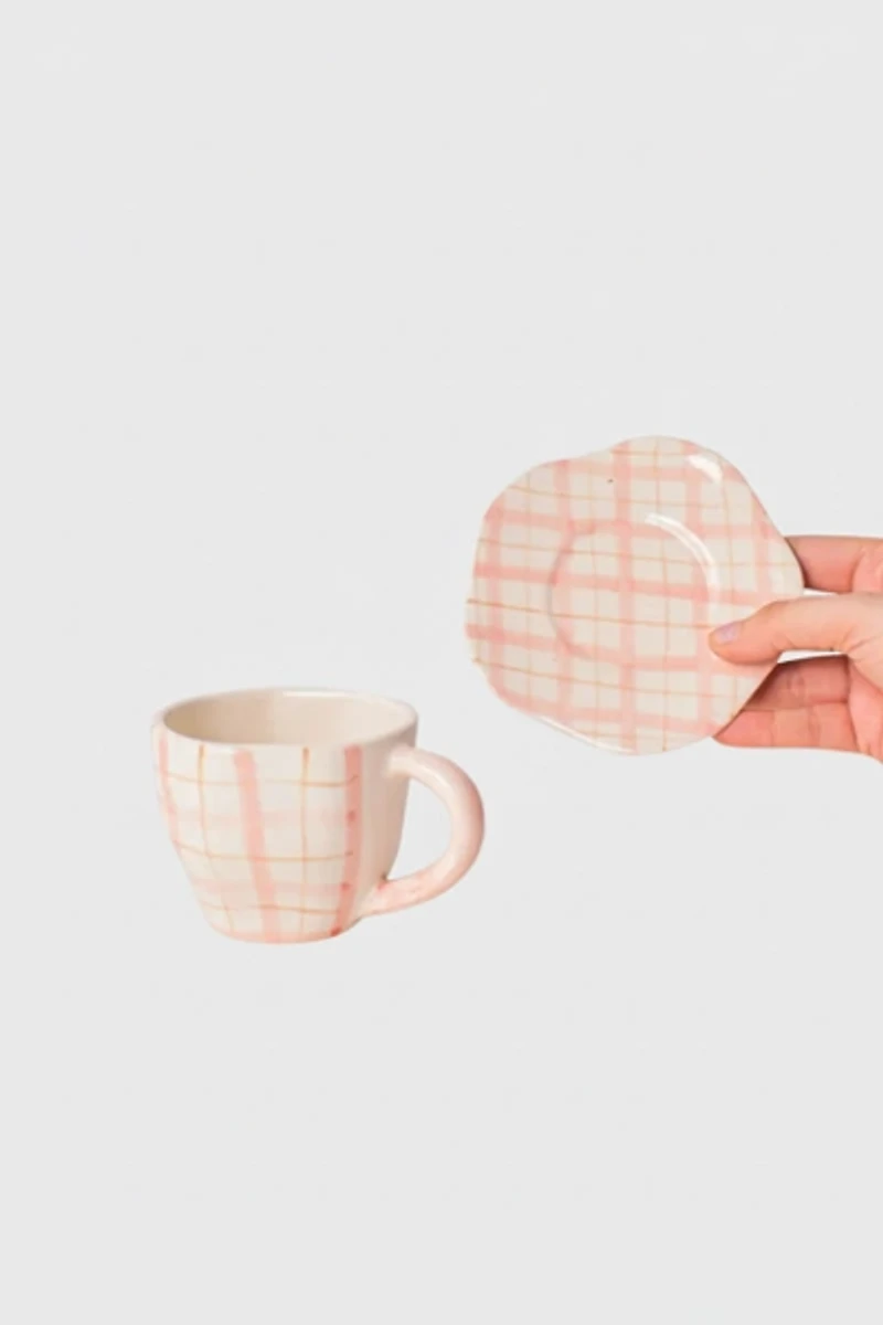 Casa Amarosa Handmade Cute Ceramic Mug & Coaster Set