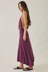 Motel Kiku Plunging Surplice Draped Asymmetric Maxi Dress