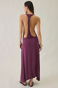 Motel Kiku Plunging Surplice Draped Asymmetric Maxi Dress