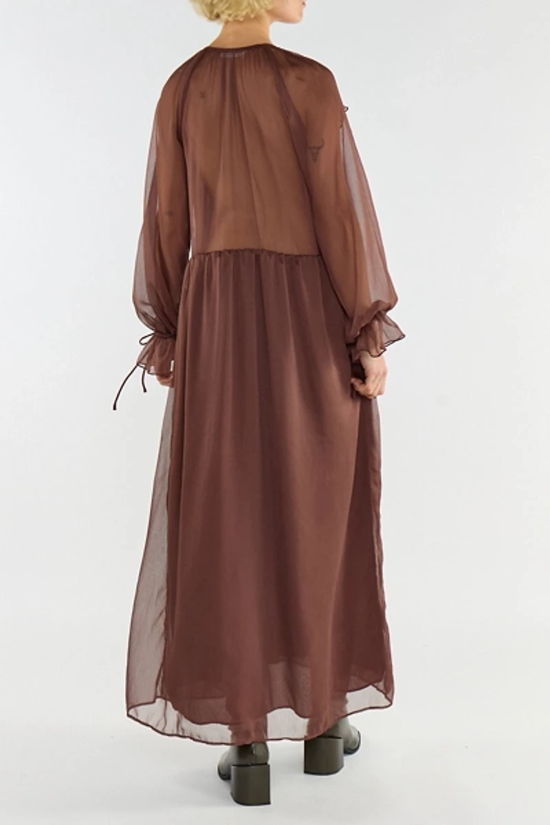 Glamorous Cascading Ruffle Chiffon Long Sleeve Maxi Dress