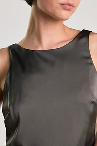 Glamorous Satin Scoop Back Boatneck Shift Mini Dress