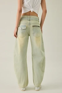 Lioness Dynasty Belted Low-Rise Barrel Leg Jeans