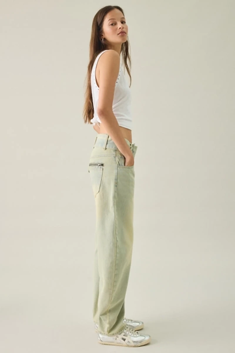 Lioness Dynasty Belted Low-Rise Barrel Leg Jeans