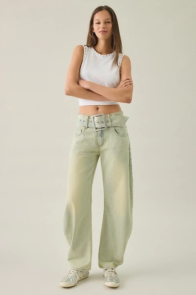 Lioness Dynasty Belted Low-Rise Barrel Leg Jeans