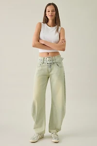 Lioness Dynasty Belted Low-Rise Barrel Leg Jeans