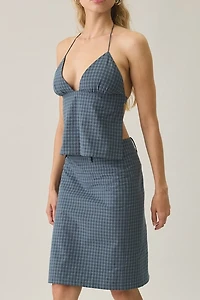 Lioness Play On Plaid Low-Rise Midi Skirt