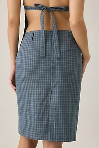 Lioness Play On Plaid Low-Rise Midi Skirt