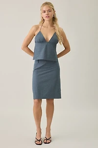 Lioness Play On Plaid Low-Rise Midi Skirt