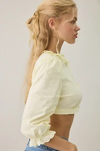 Lioness Totti 3/4 Sleeve Button-Down Crop Top