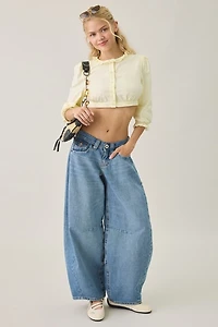 Lioness Totti 3/4 Sleeve Button-Down Crop Top