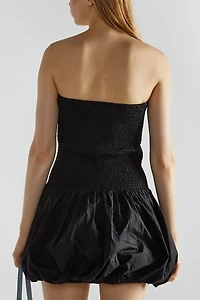 Glamorous Shirred Drop Waist Bubble Hem Strapless Mini Dress