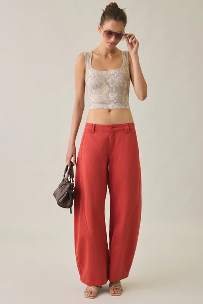 Lioness Sideline Crimson Low-Rise Barrel Leg Jeans