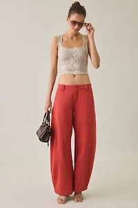 Lioness Sideline Crimson Low-Rise Barrel Leg Jeans