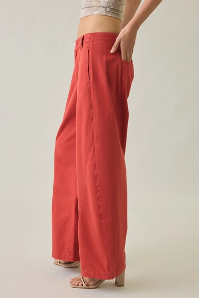 Lioness Sideline Crimson Low-Rise Barrel Leg Jeans