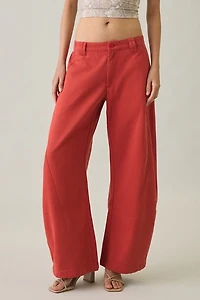 Lioness Sideline Crimson Low-Rise Barrel Leg Jeans